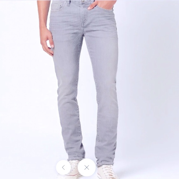 Light Gray Mens Slim Straight Stretch Jeans - Picture 2 of 10